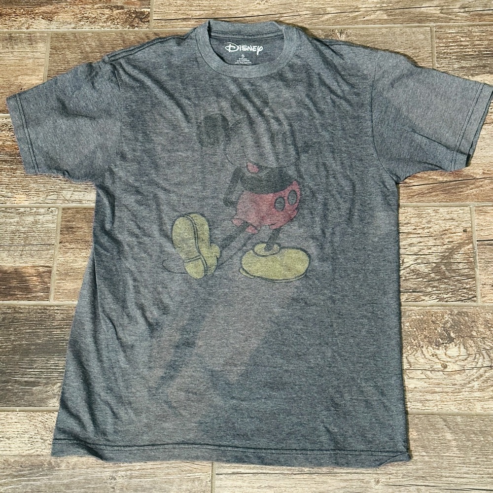 Disney - Mickey Mouse Dark Gray Men's T-Shirt Size Medium M - Worn Out Graphic